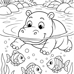 Desenho de Hipopotamo para colorir e imprimir: número 20