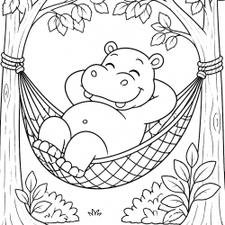Desenho de Hipopotamo para colorir e imprimir: número 22