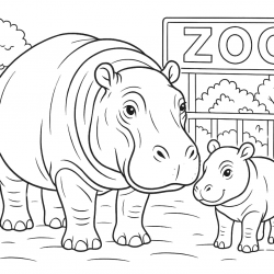 Desenho de Hipopotamo para colorir e imprimir: número 23