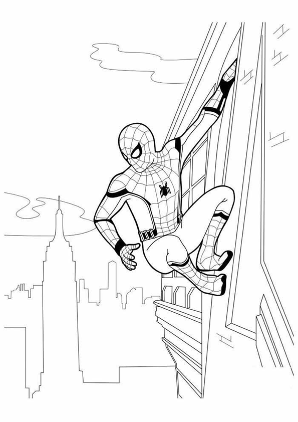 Desenho de Homem Aranha para colorir e imprimir: número 4