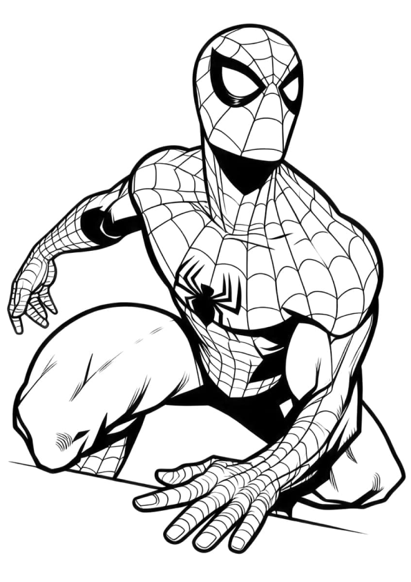 Desenho de Homem Aranha para colorir e imprimir: número 9