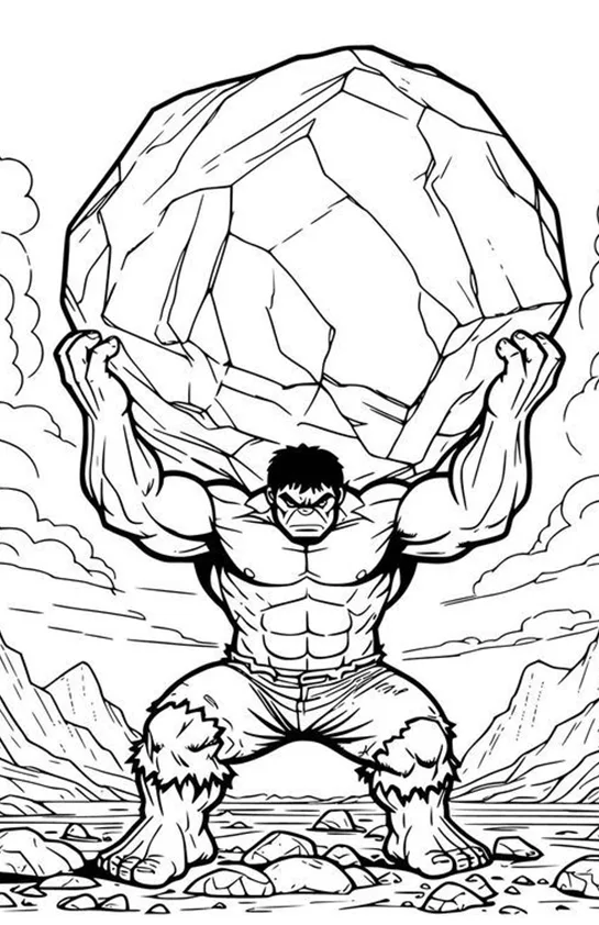 Desenho de Hulk para colorir e imprimir: número 3