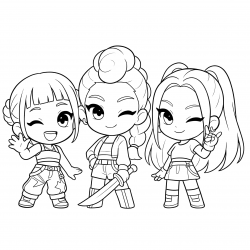 Desenho de Huntrix para colorir e imprimir: número 1
