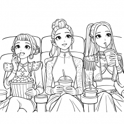 Desenho de Huntrix para colorir e imprimir: número 4