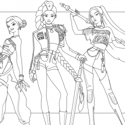 Desenho de Huntrix para colorir e imprimir: número 22