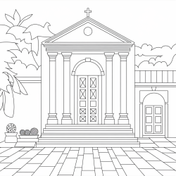 Desenho de Igrejas para colorir e imprimir: número 1