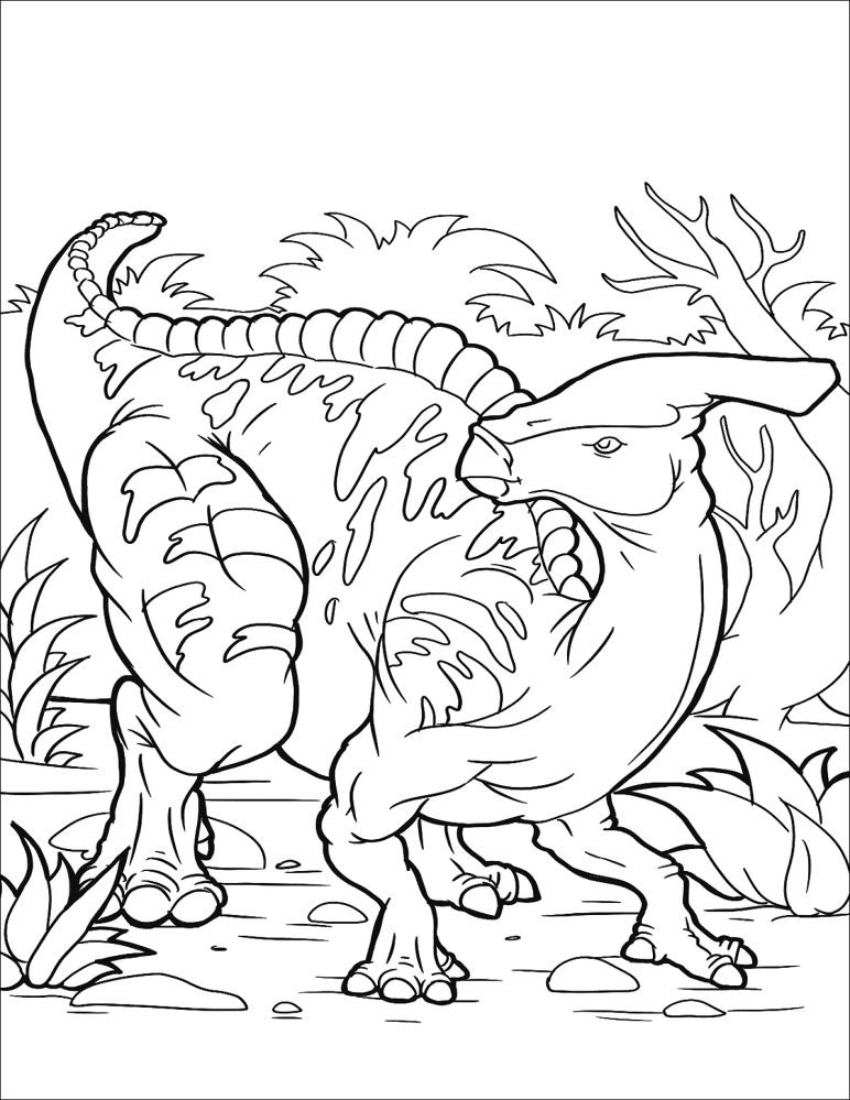 Desenho de Iguanodonte para colorir e imprimir: número 1