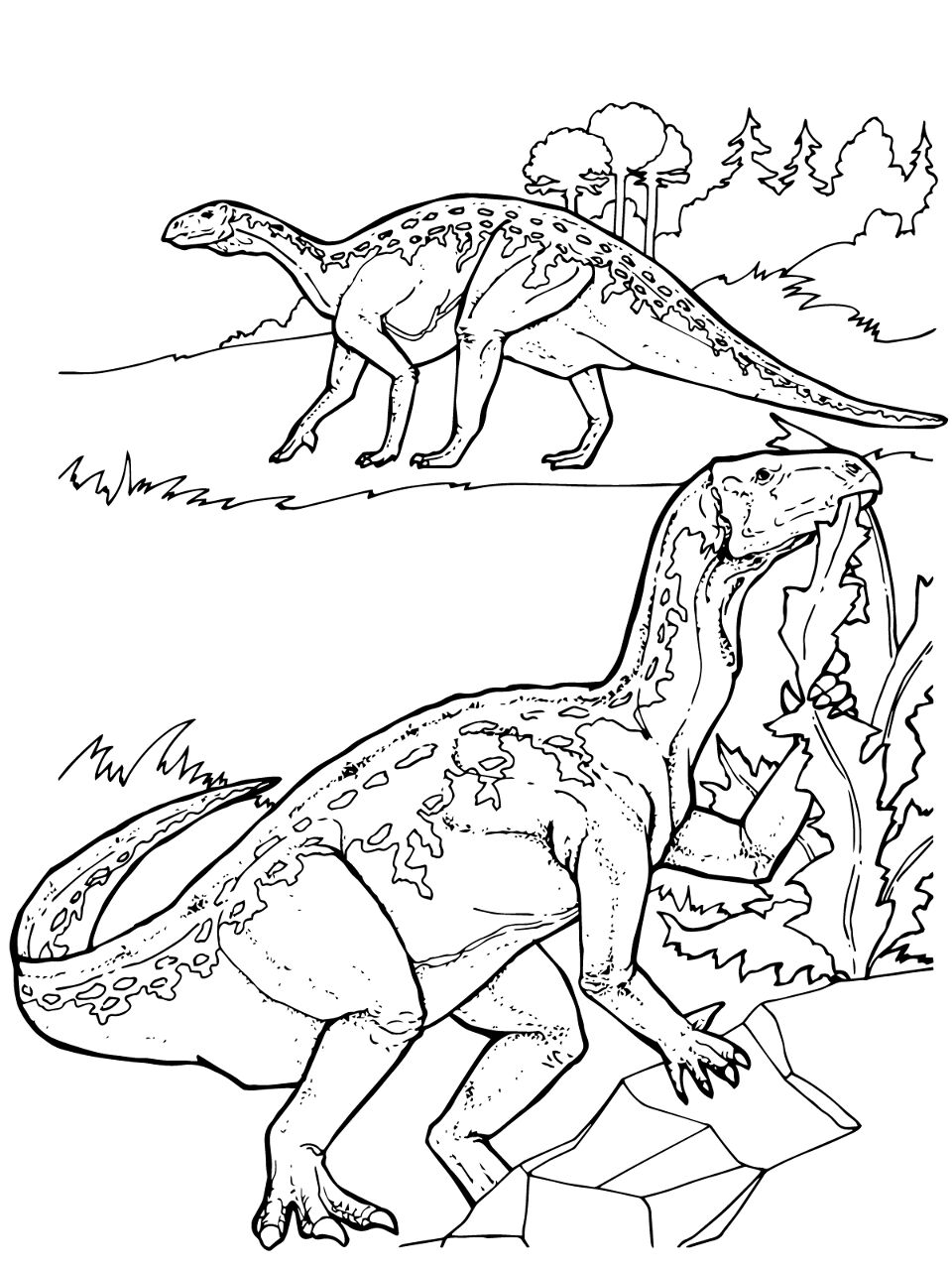 Desenho de Iguanodonte para colorir e imprimir: número 2