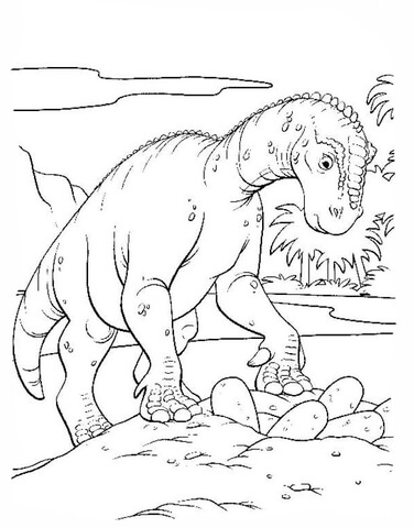 Desenho de Iguanodonte para colorir e imprimir: número 5