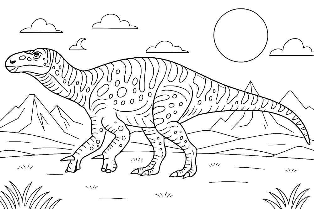 Desenho de Iguanodonte para colorir e imprimir: número 9