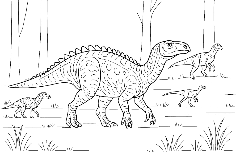 Desenho de Iguanodonte para colorir e imprimir: número 10