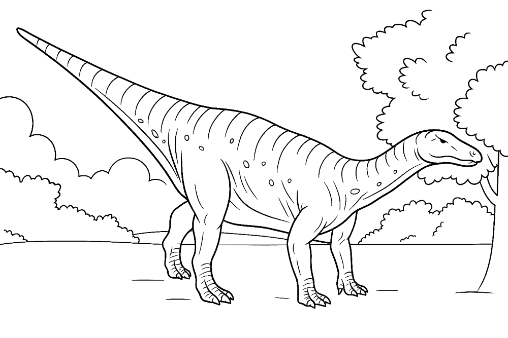 Desenho de Iguanodonte para colorir e imprimir: número 11