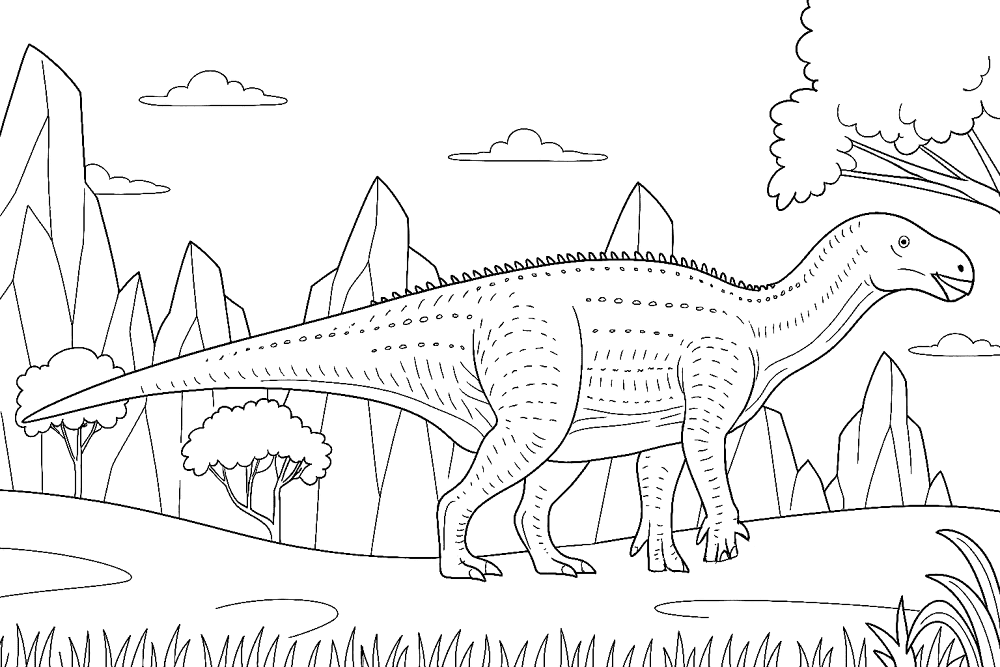 Desenho de Iguanodonte para colorir e imprimir: número 12