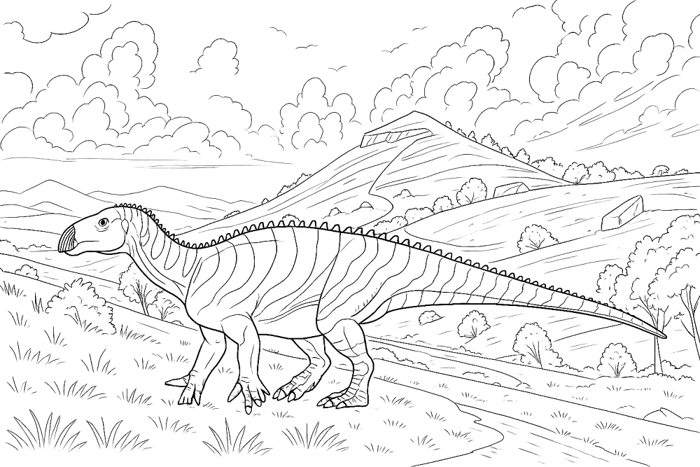 Desenho de Iguanodonte para colorir e imprimir: número 13