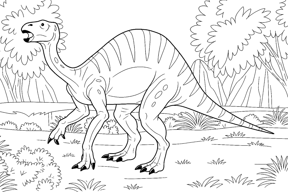 Desenho de Iguanodonte para colorir e imprimir: número 14