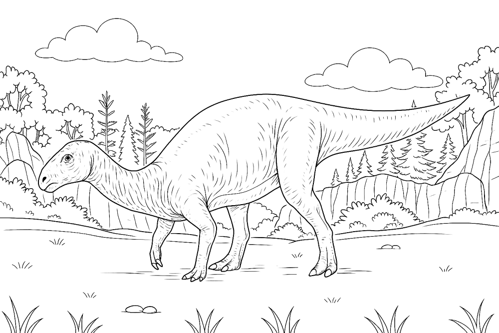 Desenho de Iguanodonte para colorir e imprimir: número 15