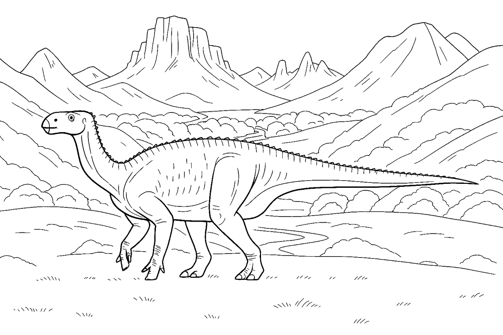 Desenho de Iguanodonte para colorir e imprimir: número 16
