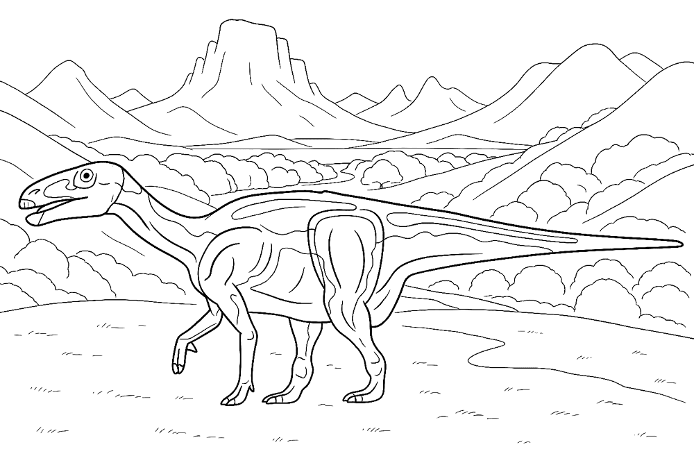 Desenho de Iguanodonte para colorir e imprimir: número 18