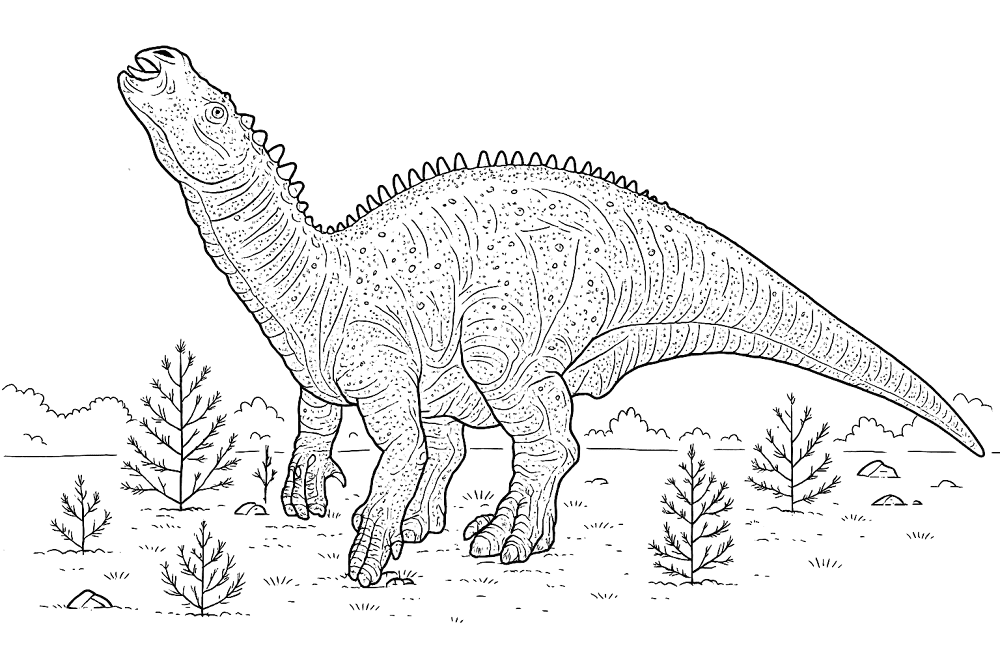 Desenho de Iguanodonte para colorir e imprimir: número 19