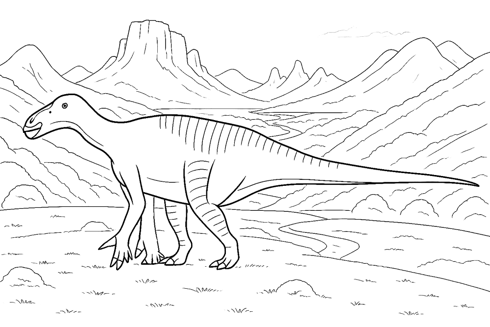 Desenho de Iguanodonte para colorir e imprimir: número 20