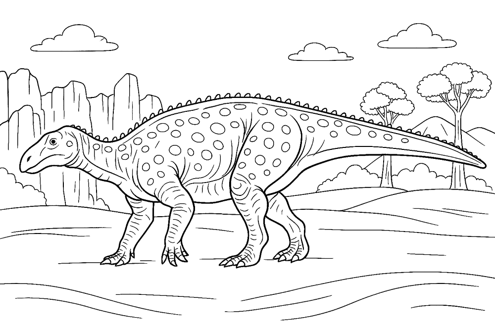 Desenho de Iguanodonte para colorir e imprimir: número 21
