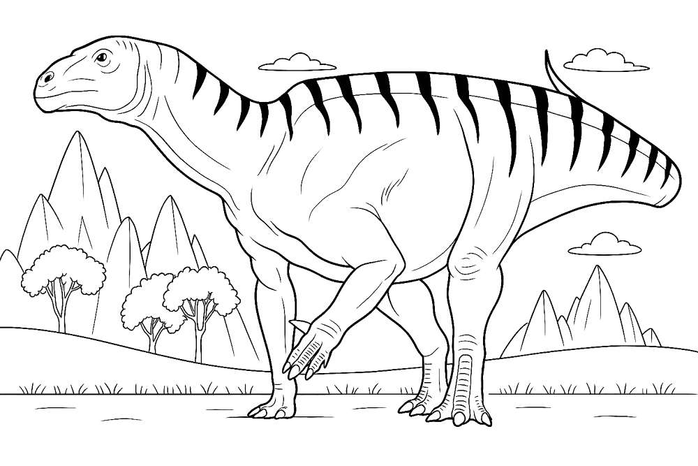 Desenho de Iguanodonte para colorir e imprimir: número 22