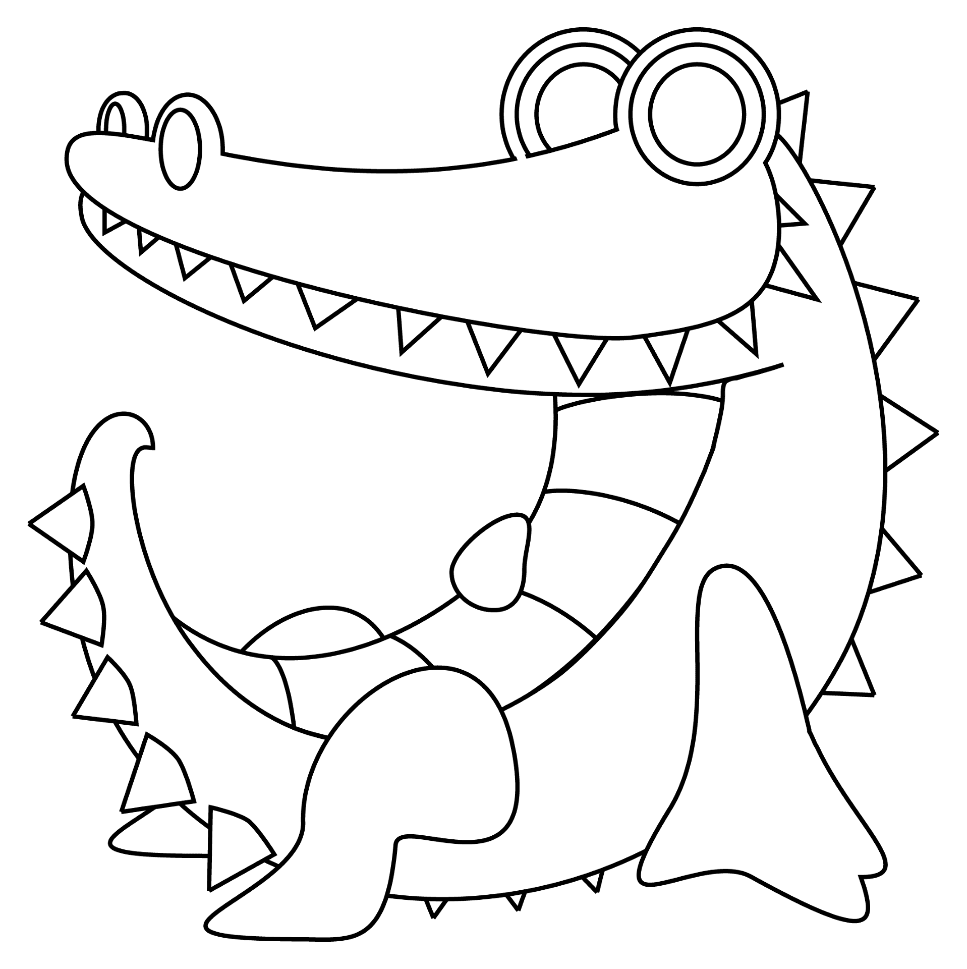 Desenho de Jacare para colorir e imprimir: número 3