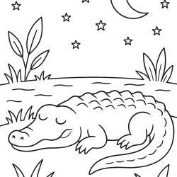 Desenho de Jacare para colorir e imprimir: número 12
