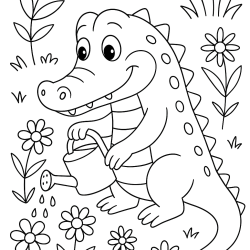 Desenho de Jacare para colorir e imprimir: número 19