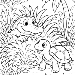 Desenho de Jacare para colorir e imprimir: número 32
