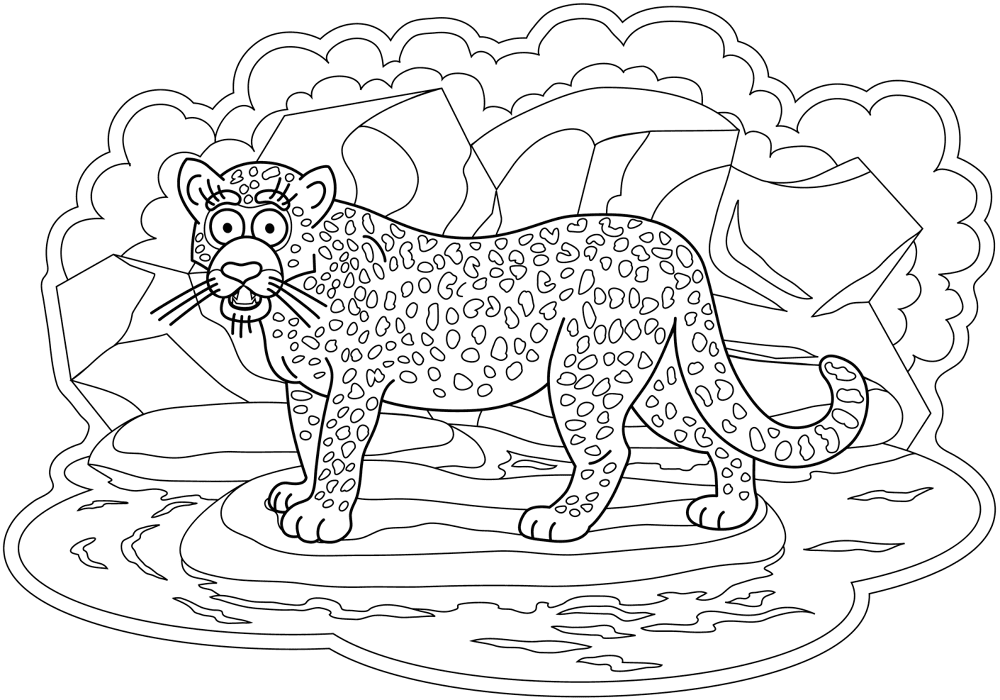 Desenho de Jaguar para colorir e imprimir: número 3