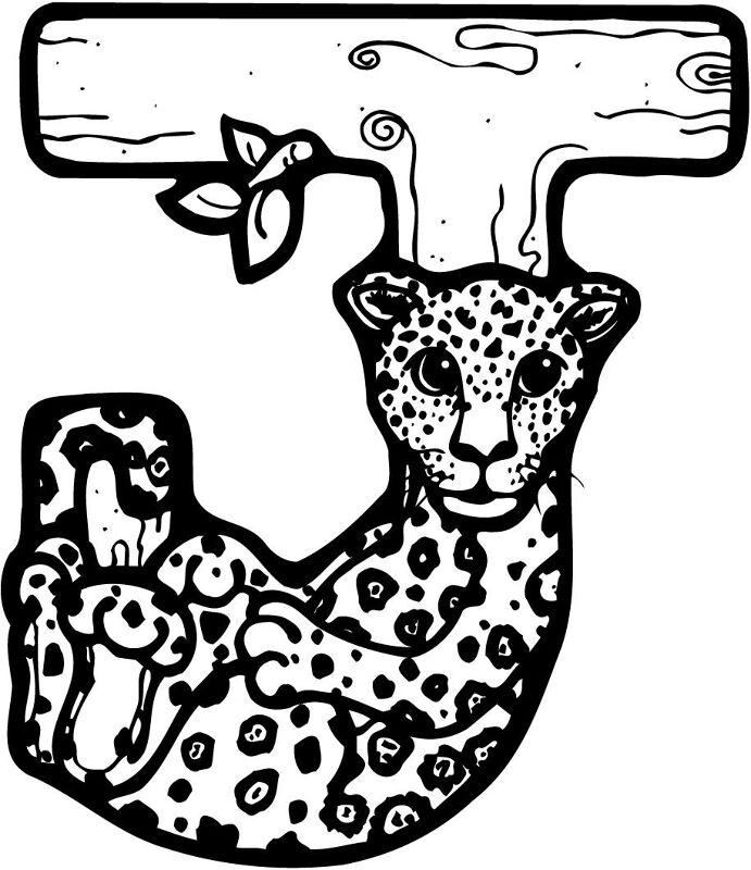 Desenho de Jaguar para colorir e imprimir: número 36