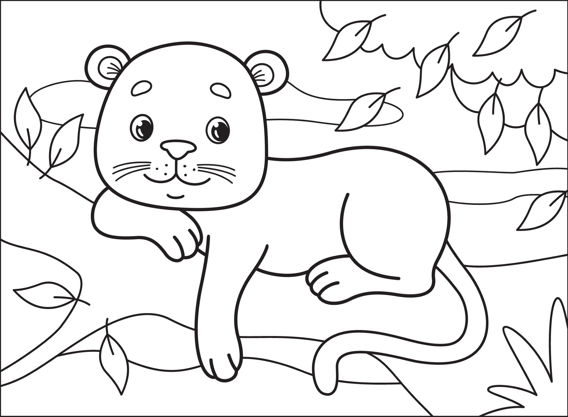 Desenho de Jaguar para colorir e imprimir: número 38