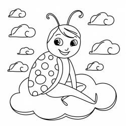 Desenho de Joaninha para colorir e imprimir: número 1