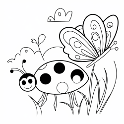 Desenho de Joaninha para colorir e imprimir: número 3