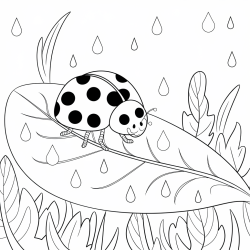 Desenho de Joaninha para colorir e imprimir: número 4