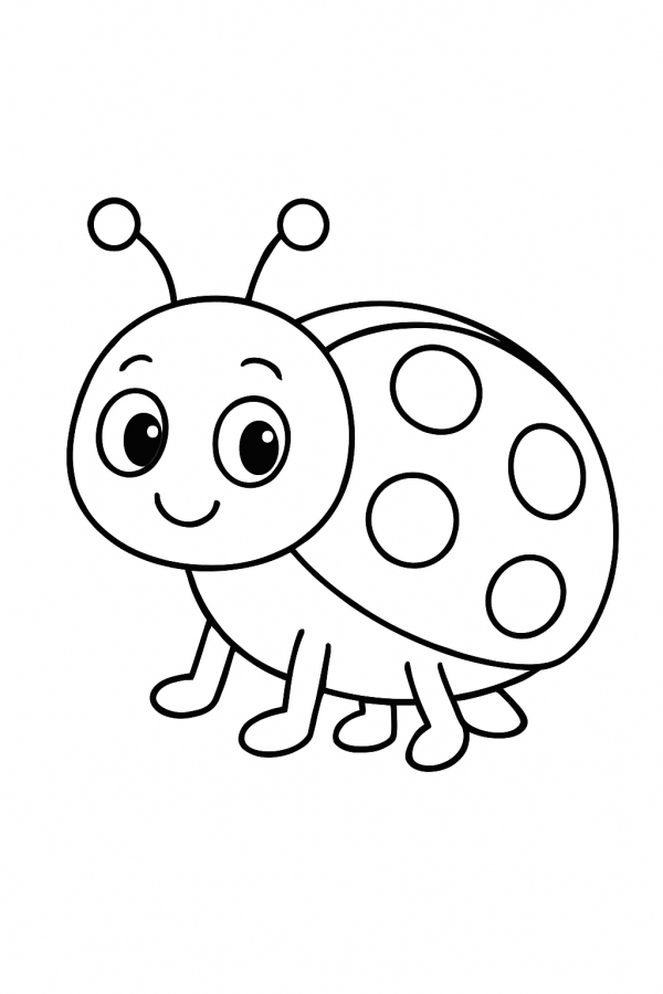 Desenho de Joaninha para colorir e imprimir: número 5