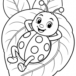Desenho de Joaninha para colorir e imprimir: número 6