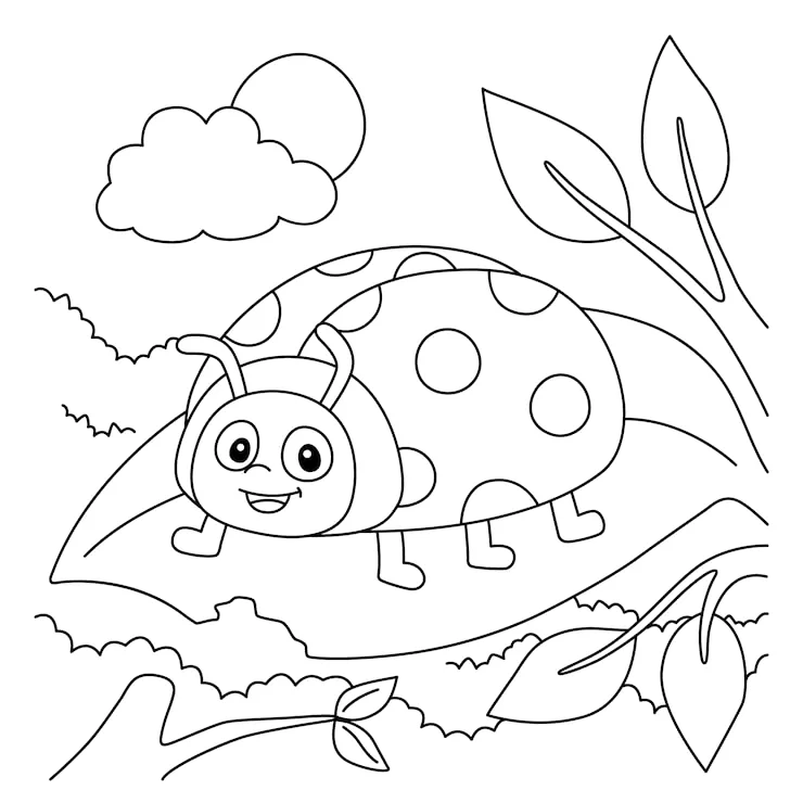 Desenho de Joaninha para colorir e imprimir: número 12