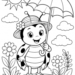 Desenho de Joaninha para colorir e imprimir: número 13