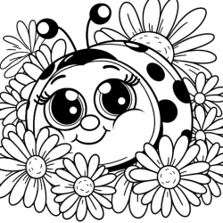 Desenho de Joaninha para colorir e imprimir: número 14
