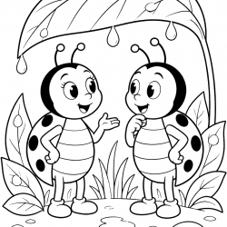Desenho de Joaninha para colorir e imprimir: número 17
