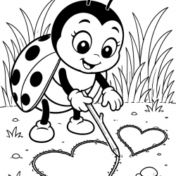 Desenho de Joaninha para colorir e imprimir: número 19