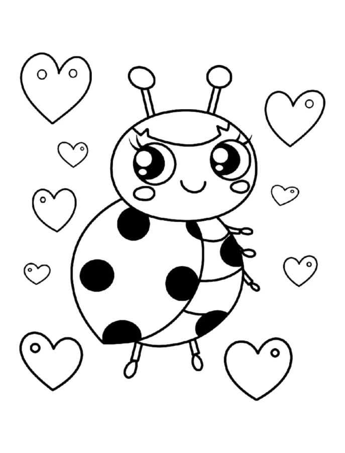 Desenho de Joaninha para colorir e imprimir: número 20