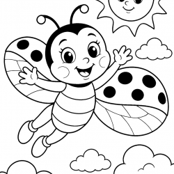 Desenho de Joaninha para colorir e imprimir: número 21