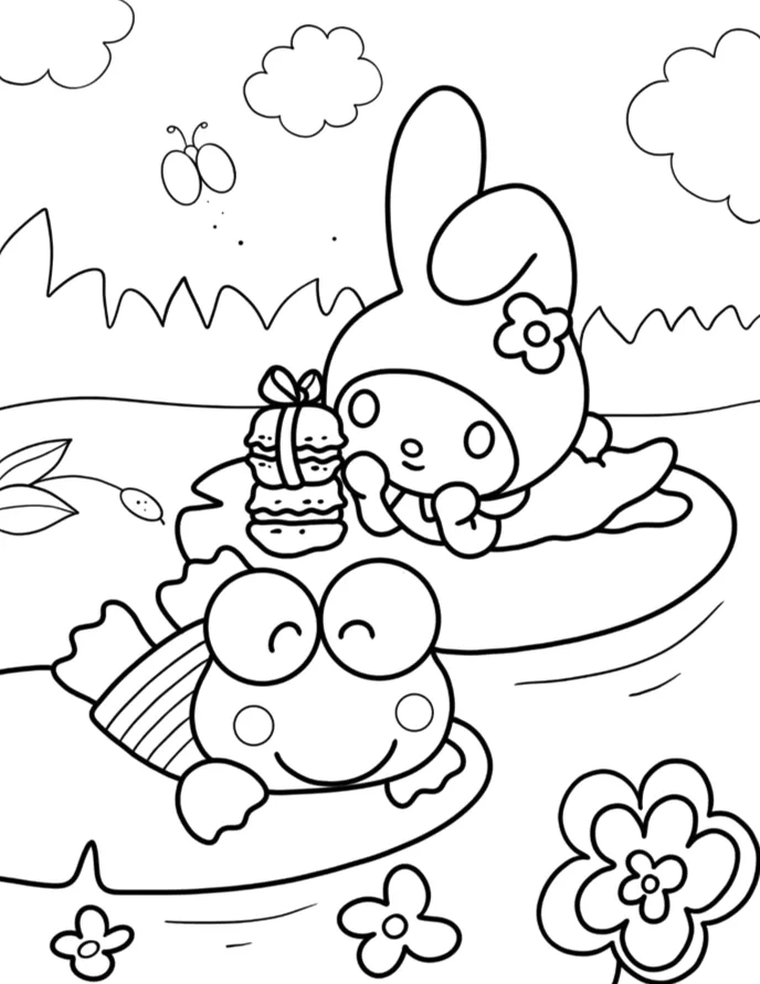 Desenho de Keroppi para colorir e imprimir: número 2