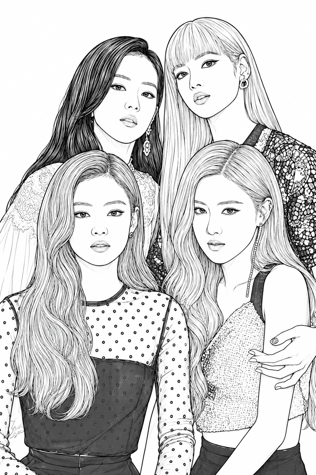 Desenho de Kpop para colorir e imprimir: número 2