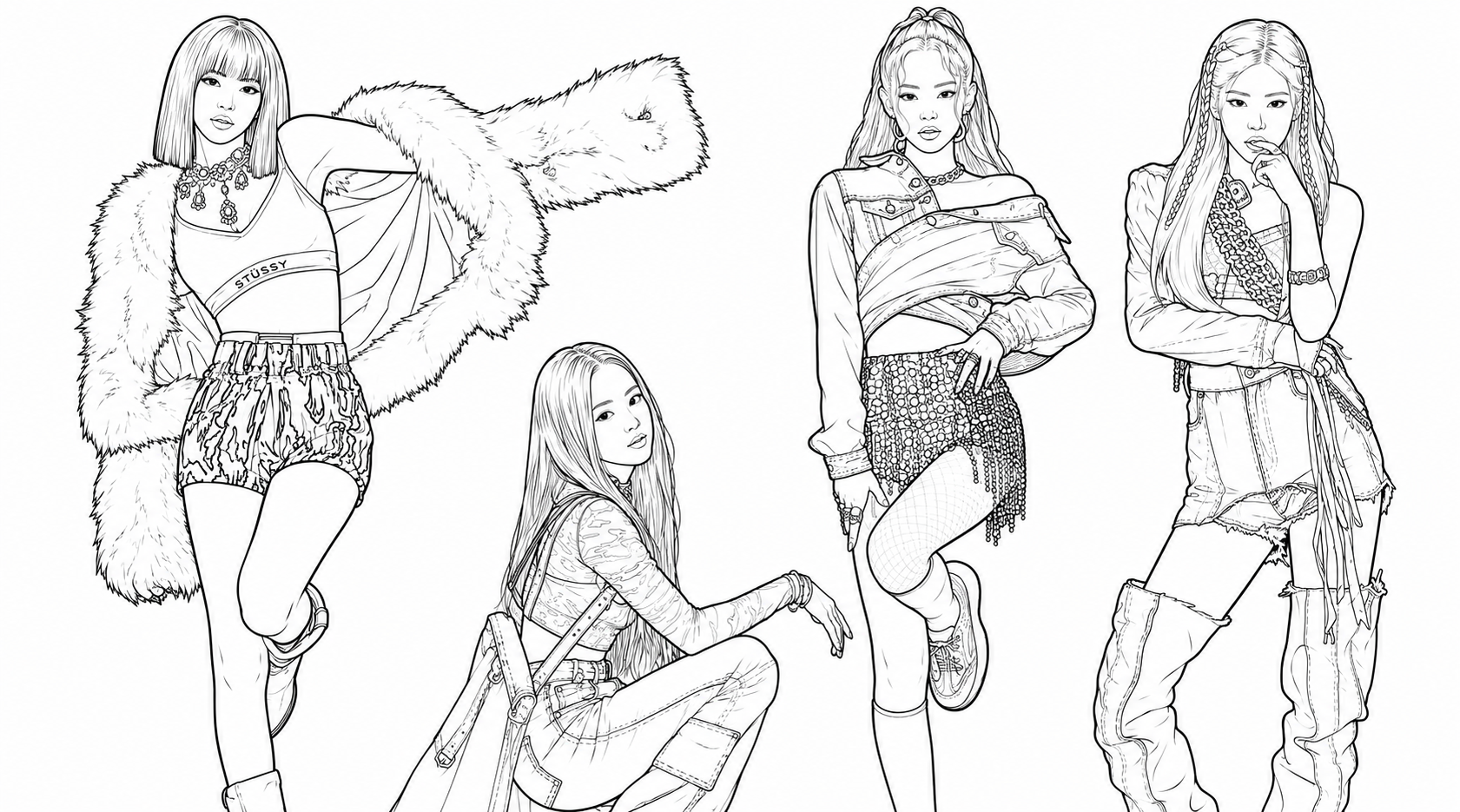 Desenho de Kpop para colorir e imprimir: número 4