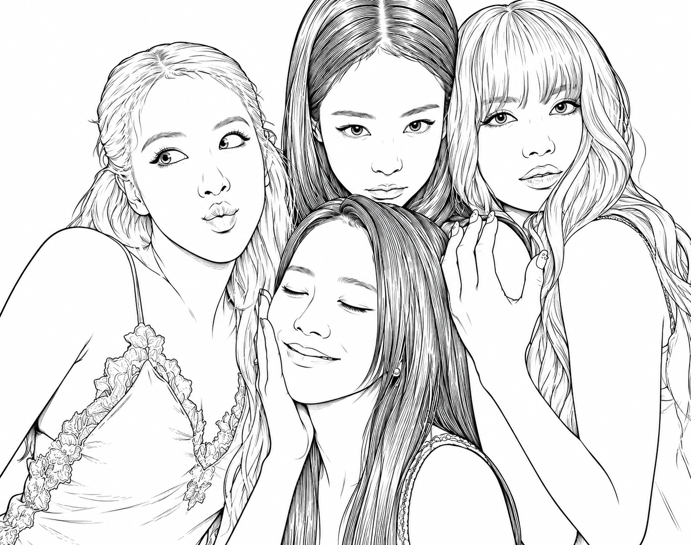 Desenho de Kpop para colorir e imprimir: número 5