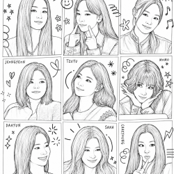 Desenho de Kpop para colorir e imprimir: número 19